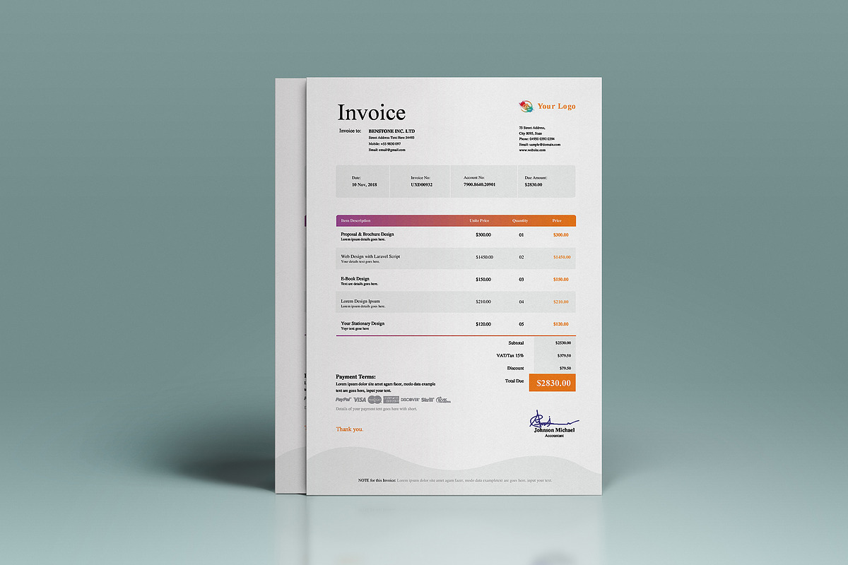 Ms Word Invoice Template, a Stationery Template by GreenPixi (Photo 1 of 4)