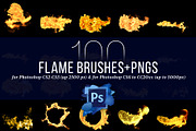 100 Photoshop Flame Brushes + PNGs, a Brush Add-On by Creative Graphics (Thumbnail 4 of 7)