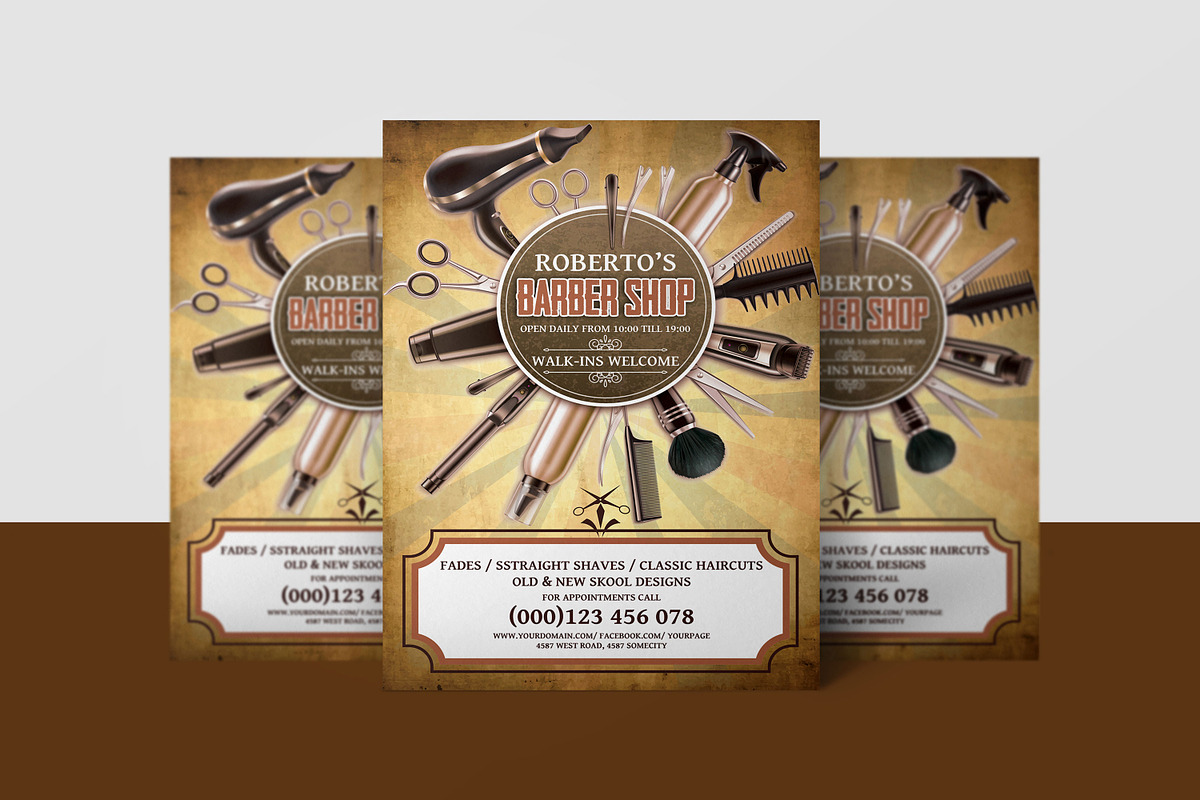Barber Shop Flyer Template, a Flyer Template by Ultimate Template Shop (Photo 5 of 6)