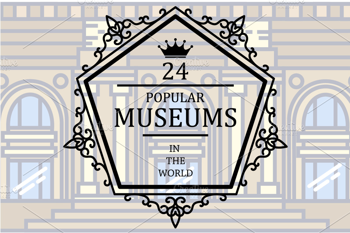 Famous world museums, thin line