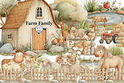 Family Farm animals baby collection, an Illustration by DreamCafeArt (Thumbnail 1 of 8)