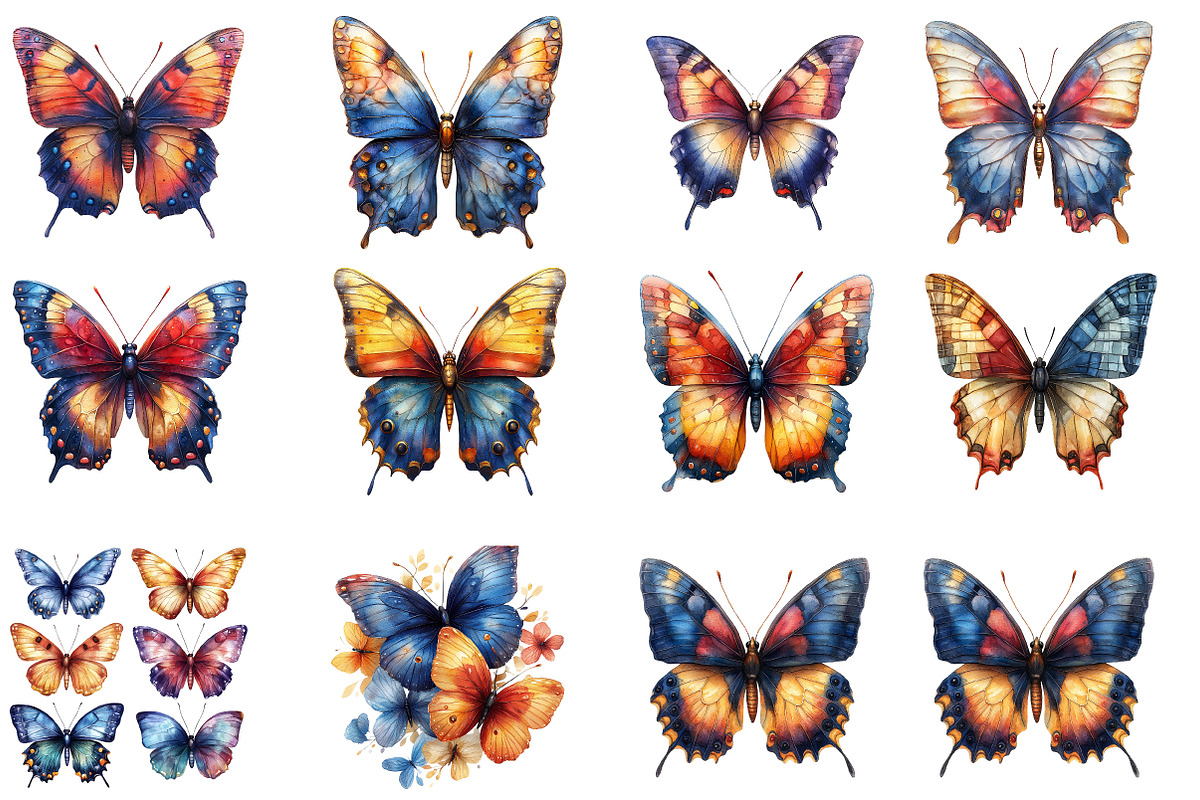 Quilted Butterflies Clipart Bundle, an Illustration by SinaCreation (Photo 2 of 5)