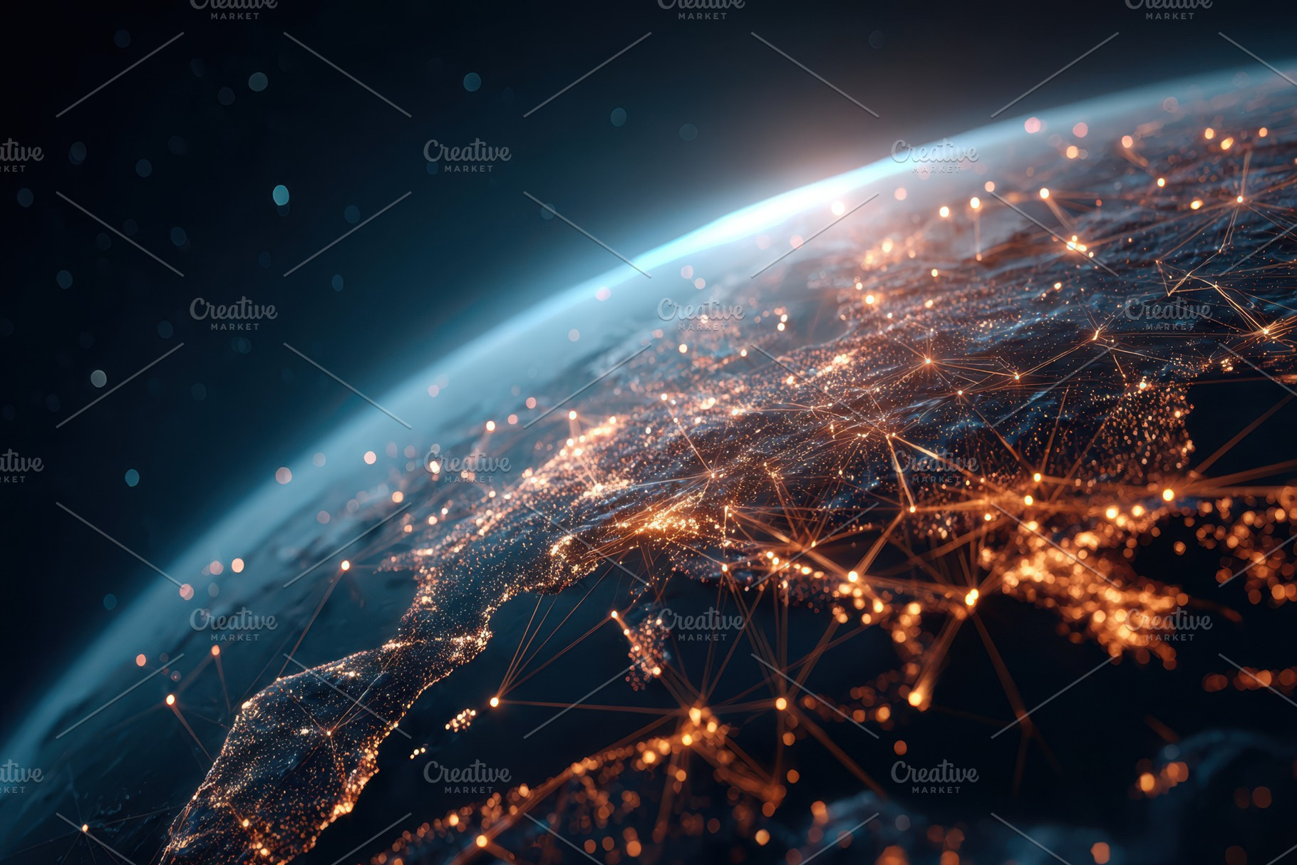 Earth network lights over europe, a Technology Photo by AlyaAnd