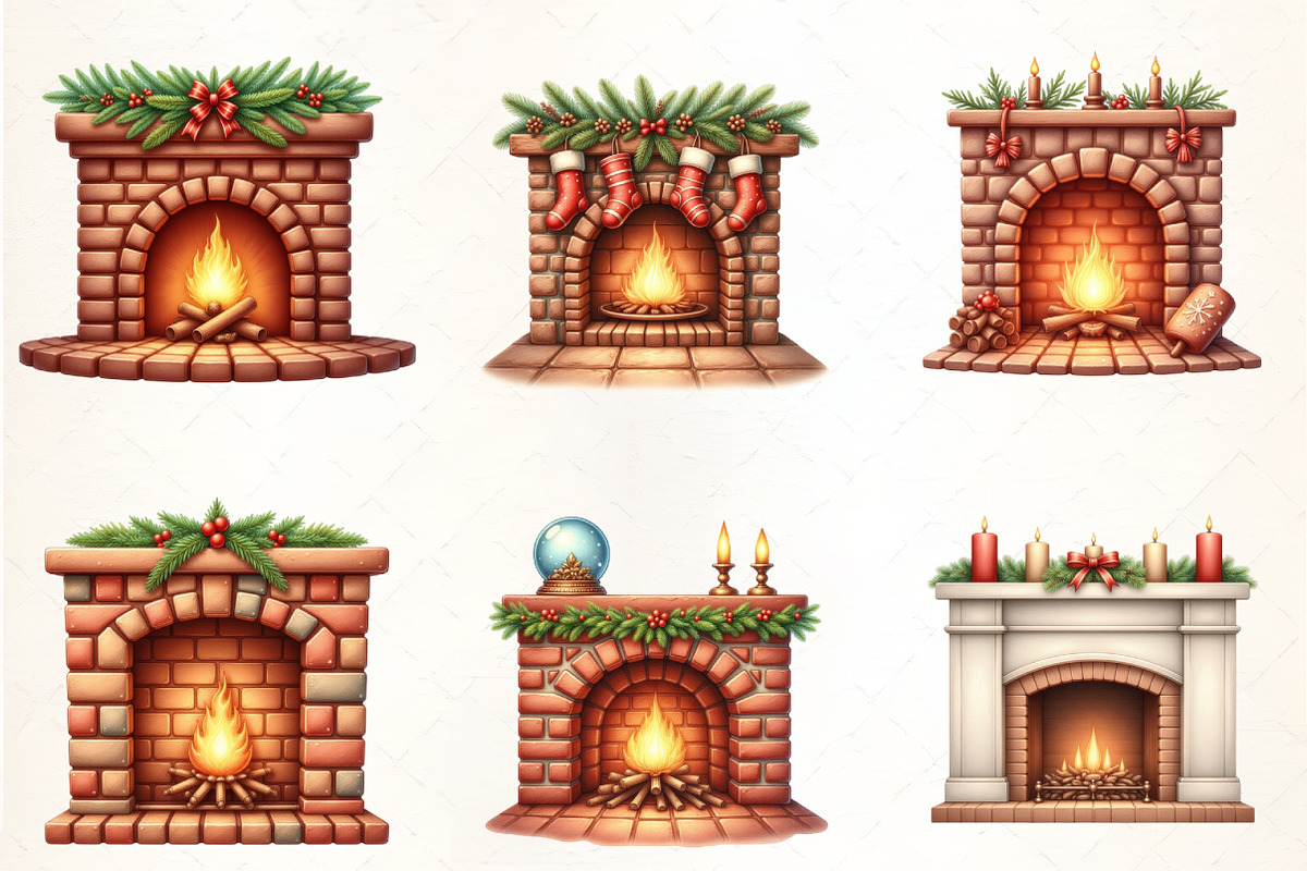 Christmas Fireplace Scene Clipart, an Illustration by CrexoraLab (Photo 4 of 5)