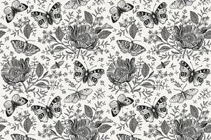 Seamless Butterflies Poppy Poppies