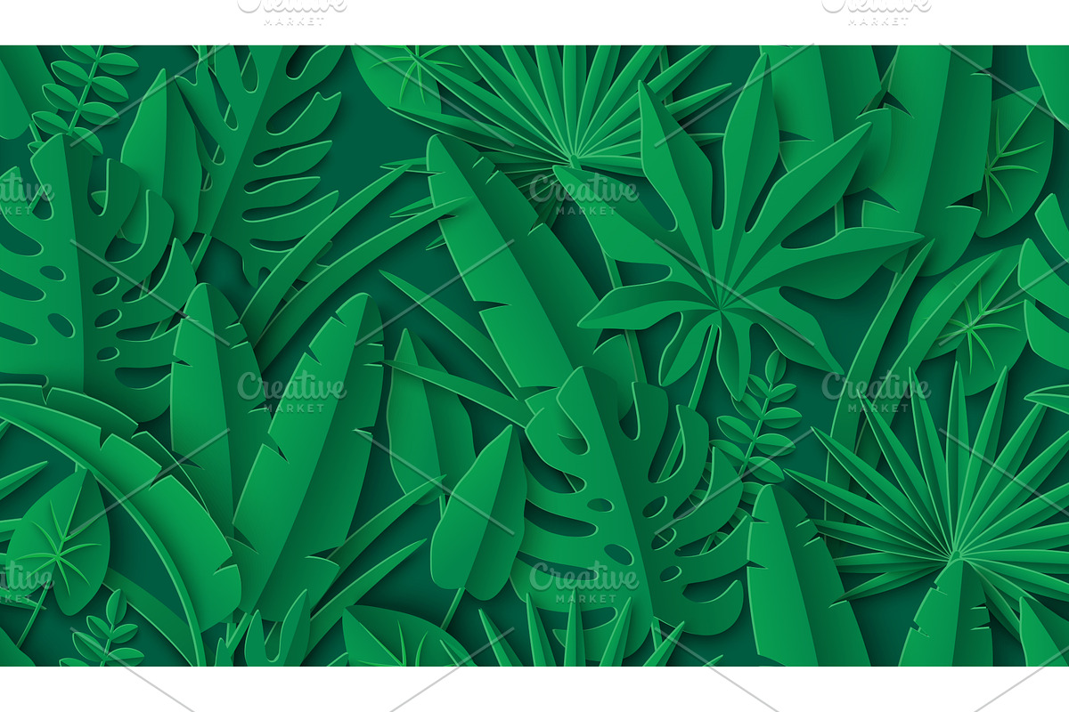 Tropical Leaves Seamless Pattern, a Texture Illustration by kotoffei