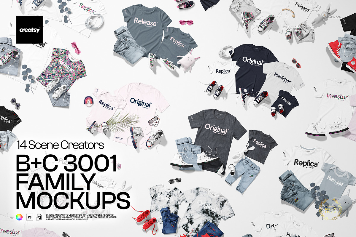 Bella Canvas 3001 Family Mockup Set, a Shirt Mockup by creatsy5 (Photo 1 of 24)