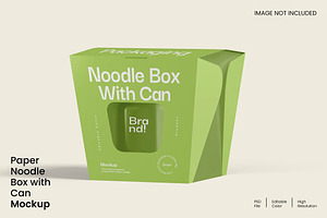 Paper Noodle Box with Can Mockup, a Packaging Mockup by renderstockmarket