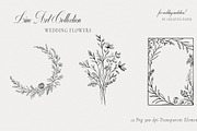 Line Art Collection, Wedding Flowers, a Background Graphic by by creative paper (Thumbnail 2 of 5)