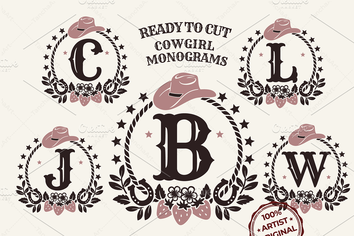 Coastal Cowgirl Monogram SVG Bundle, a Graphic by TanchaArt (Photo 1 of 10)