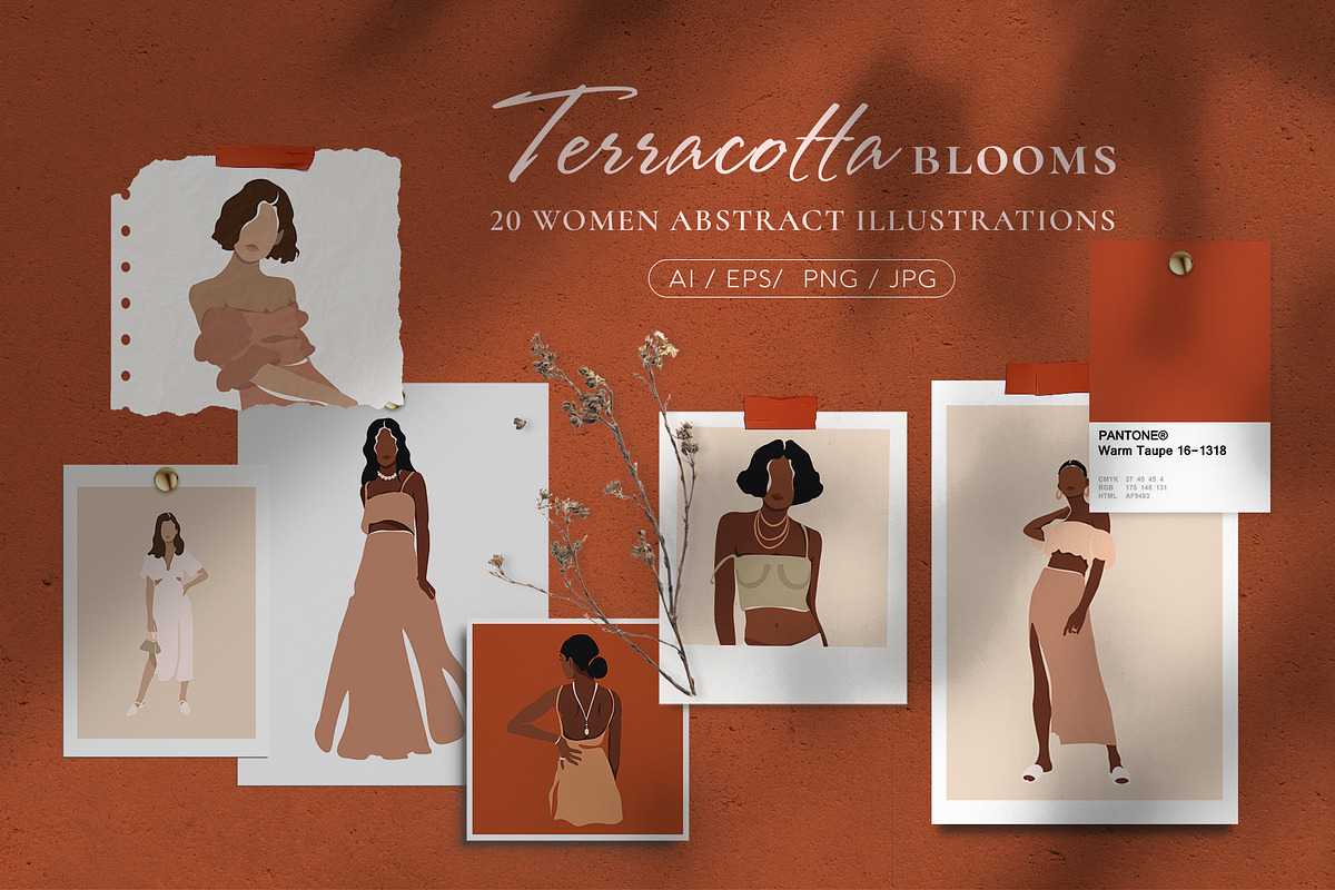 Terracotta Blooms Illustrations, a Decorative Illustration by TiriCo (Photo 1 of 9)