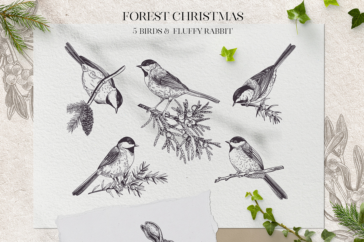Forest Christmas  b&w, a Decorative Illustration by Lisla (Photo 9 of 11)