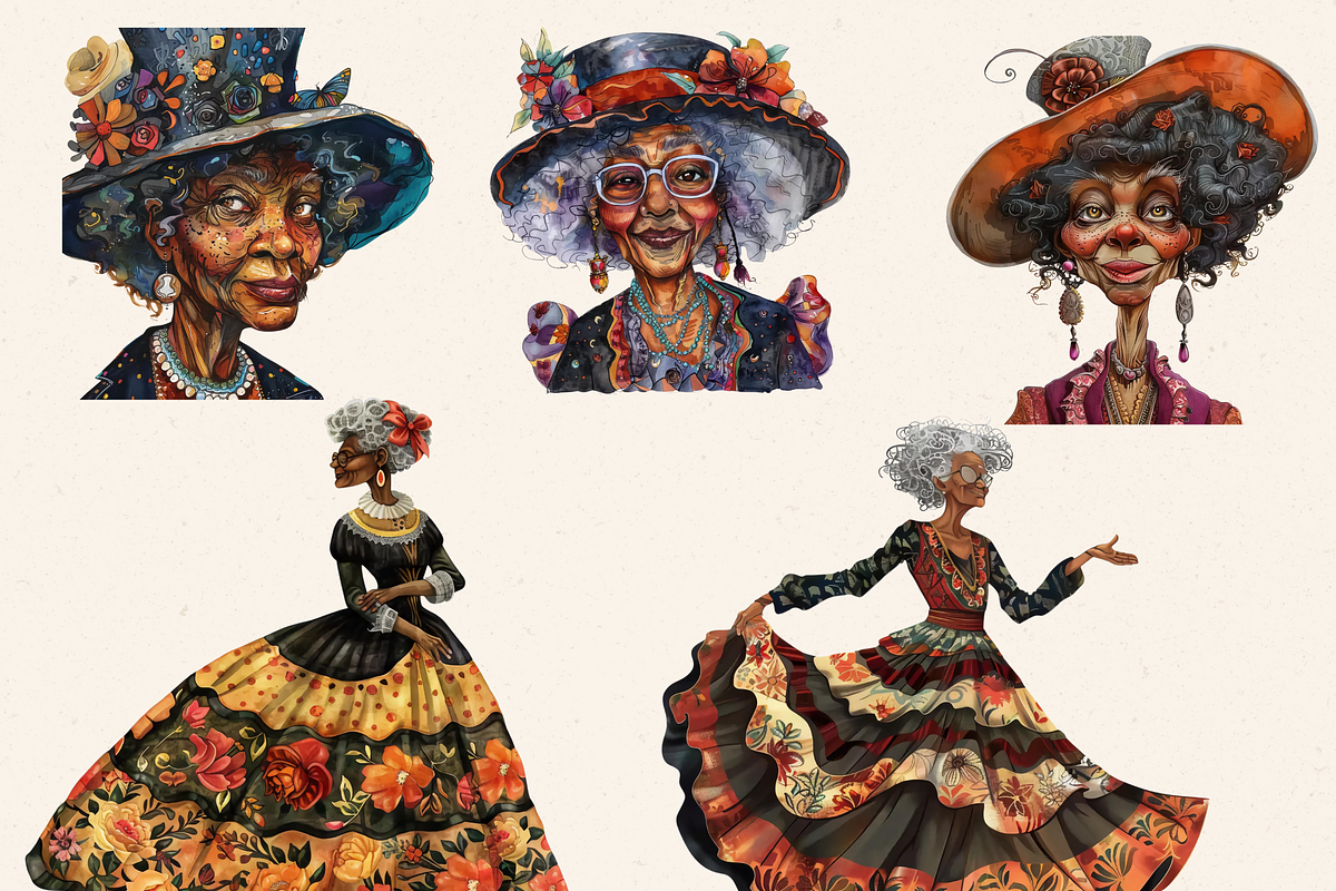 SASSY VICTORIAN OLD LADY CLIPART, a Person Illustration by Daring Digies (Photo 4 of 7)