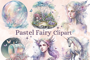 Watercolor Pastel Fairy Tale Clipart