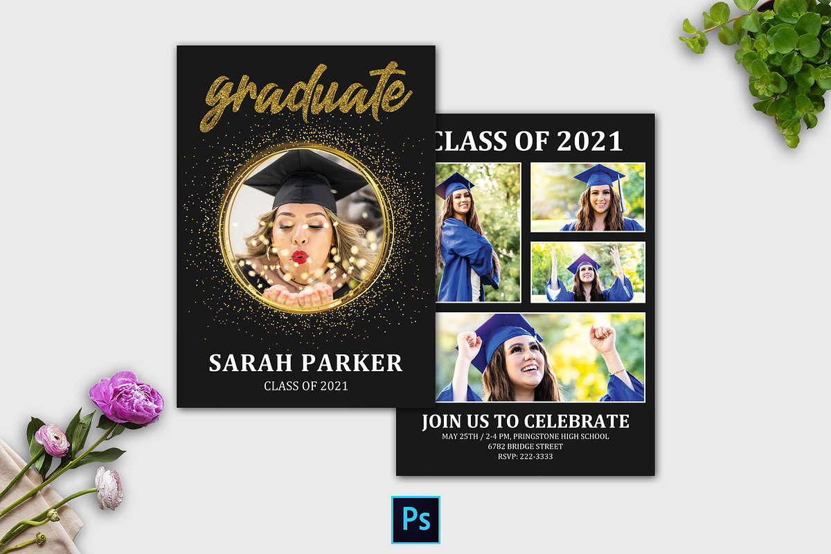 Graduation Announcement Template, a Card Template by Designscozy (Photo 3 of 3)