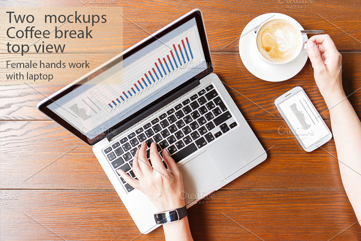 Mockup set of coffee break image, a Wearable Device Mockup by serkum (Photo 1 of 2)