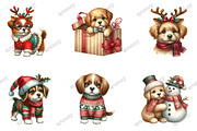 Cute Christmas Festive Puppies Clipa, an Illustration by designcity5 (Thumbnail 2 of 5)
