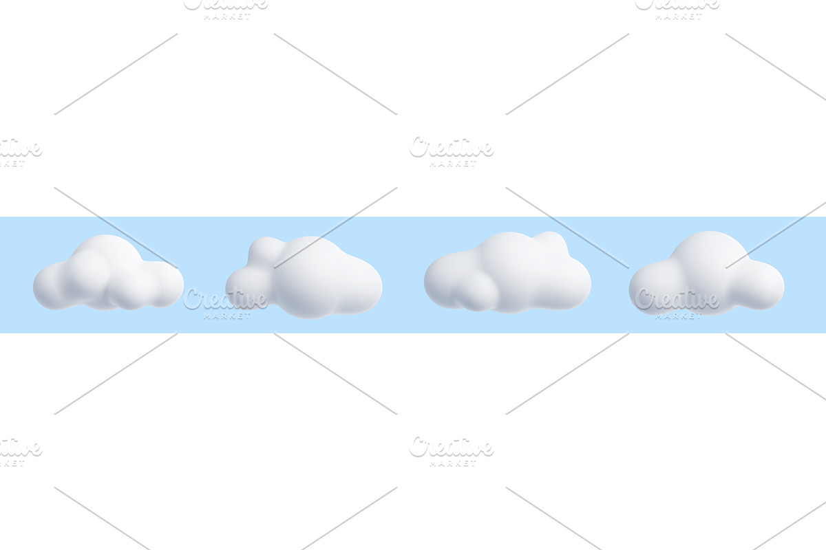 White cloud cartoon 3d render set -, an Environmental 3D Model by YuliiaOsadcha