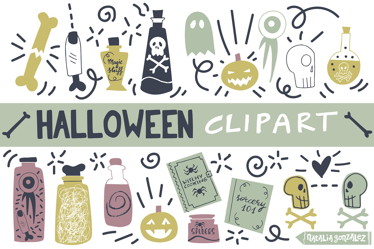 Halloween retro clipart purple, a Graphic by Natalia Gonzalez (Photo 1 of 3)