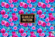 Fuchsia Pink Watercolor Rose Pattern, a Pattern Graphic by Creative Store (Thumbnail 3 of 5)