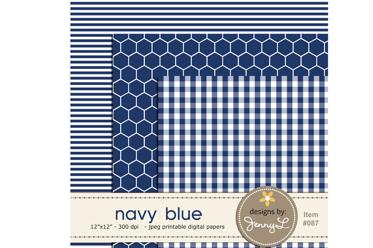 Navy Blue Digital Papers, a Pattern Graphic by JennyL Designs (Photo 2 of 3)