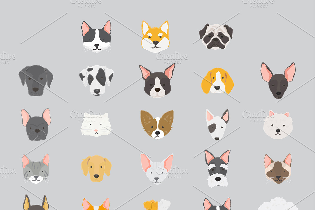 Cats and dogs icon collection, a Graphic by rawpixel