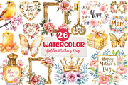 Golden Mother's Day Clipart, an Illustration by CreationArt (Thumbnail 1 of 5)