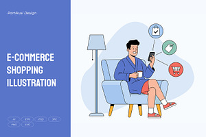 E-Commerce Shopping Illustration, a Person Illustration by Partikusi Design