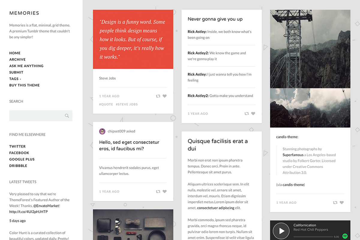 Memories Tumblr Theme, a Websites & App Template by Themelantic (Photo 1 of 5)