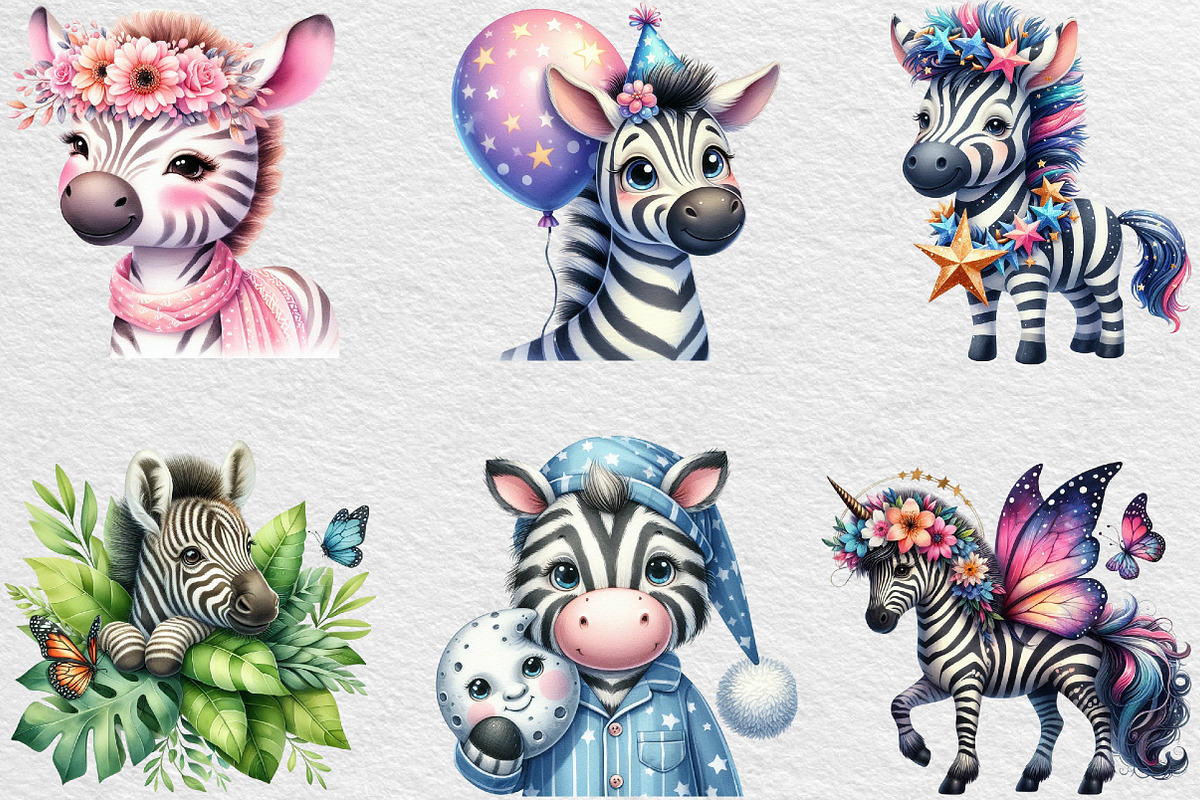 Cute Zebra Sublimation Clipart, an Illustration by Black Bird Studio (Photo 6 of 6)