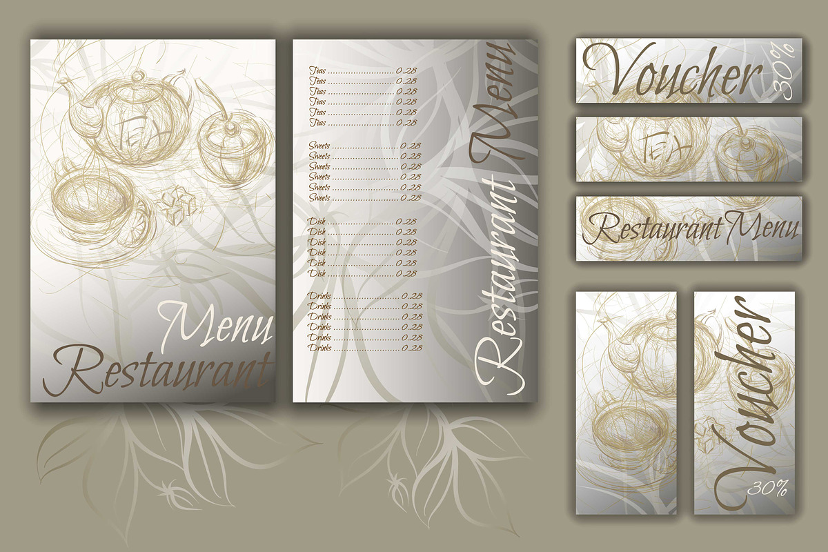 Set of cards tea menu., a Decorative Illustration by ArtOwl (Photo 1 of 3)
