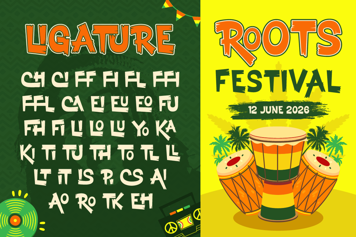 Yomanica - Reggae Display, a Sans Serif Font by Artisan Themes (Photo 6 of 12)