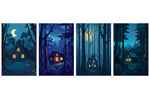 House in the midlight forest posters, an Illustration by Valerie Bodnar
