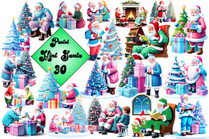 Pastel Mint Santa Clipart, an Arts & Entertainment Photo by Wow Magic