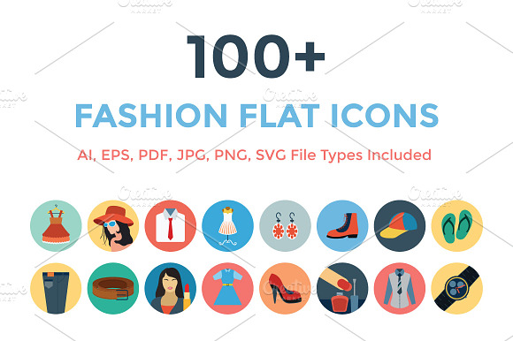 100+ Fashion Flat Icons preview 5