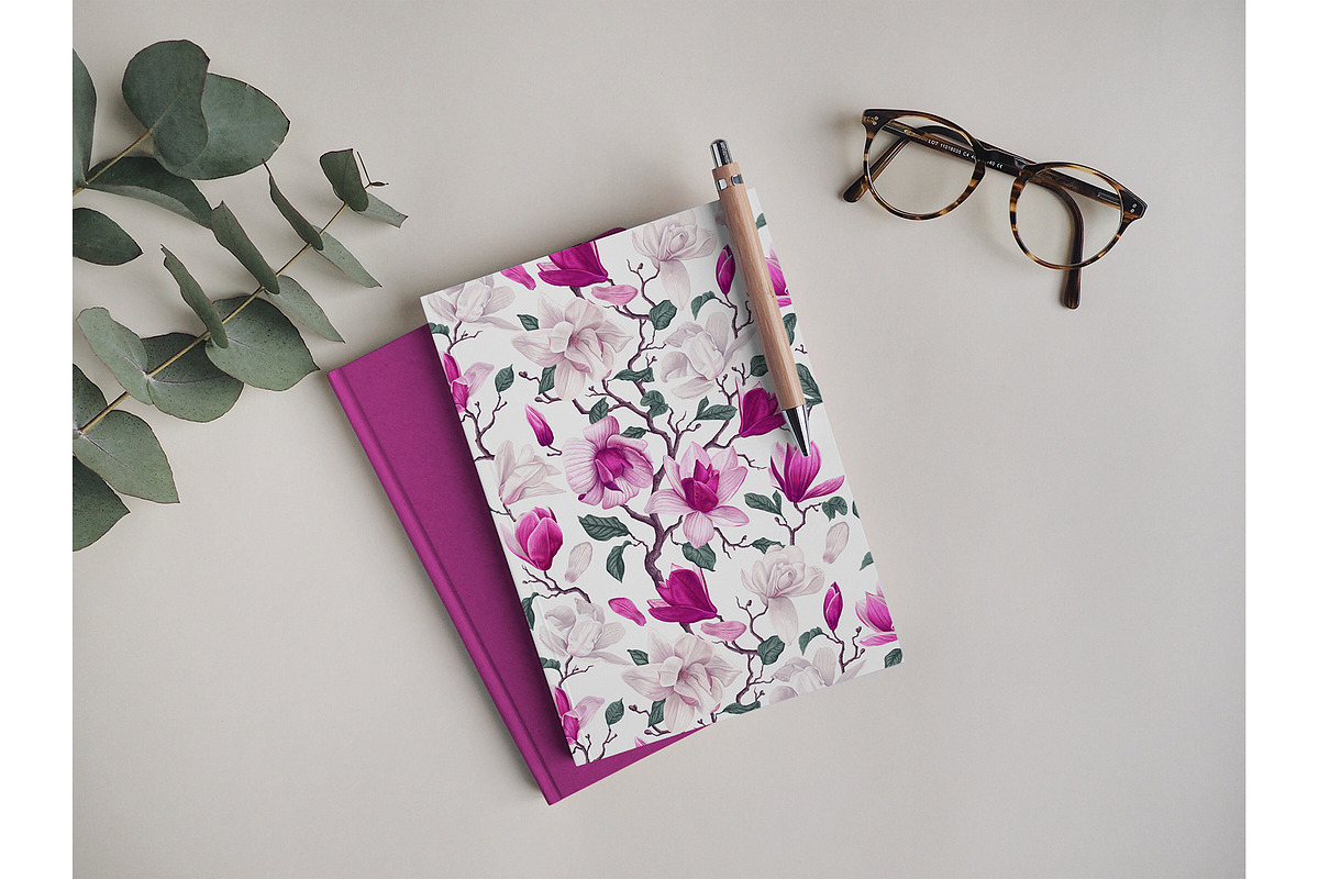 Realistic Seamless Pattern Magnolia, a Pattern Graphic by MarynaPetrovska (Photo 11 of 16)