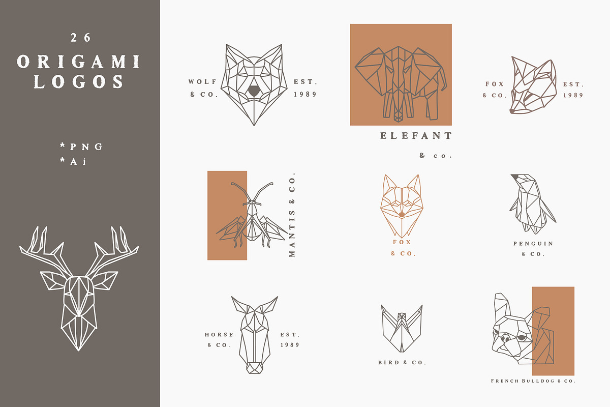 ORIGAMI ANIMALS ILLUSTRATIONS, an Object Graphic by Luna Dreams (Photo 1 of 6)