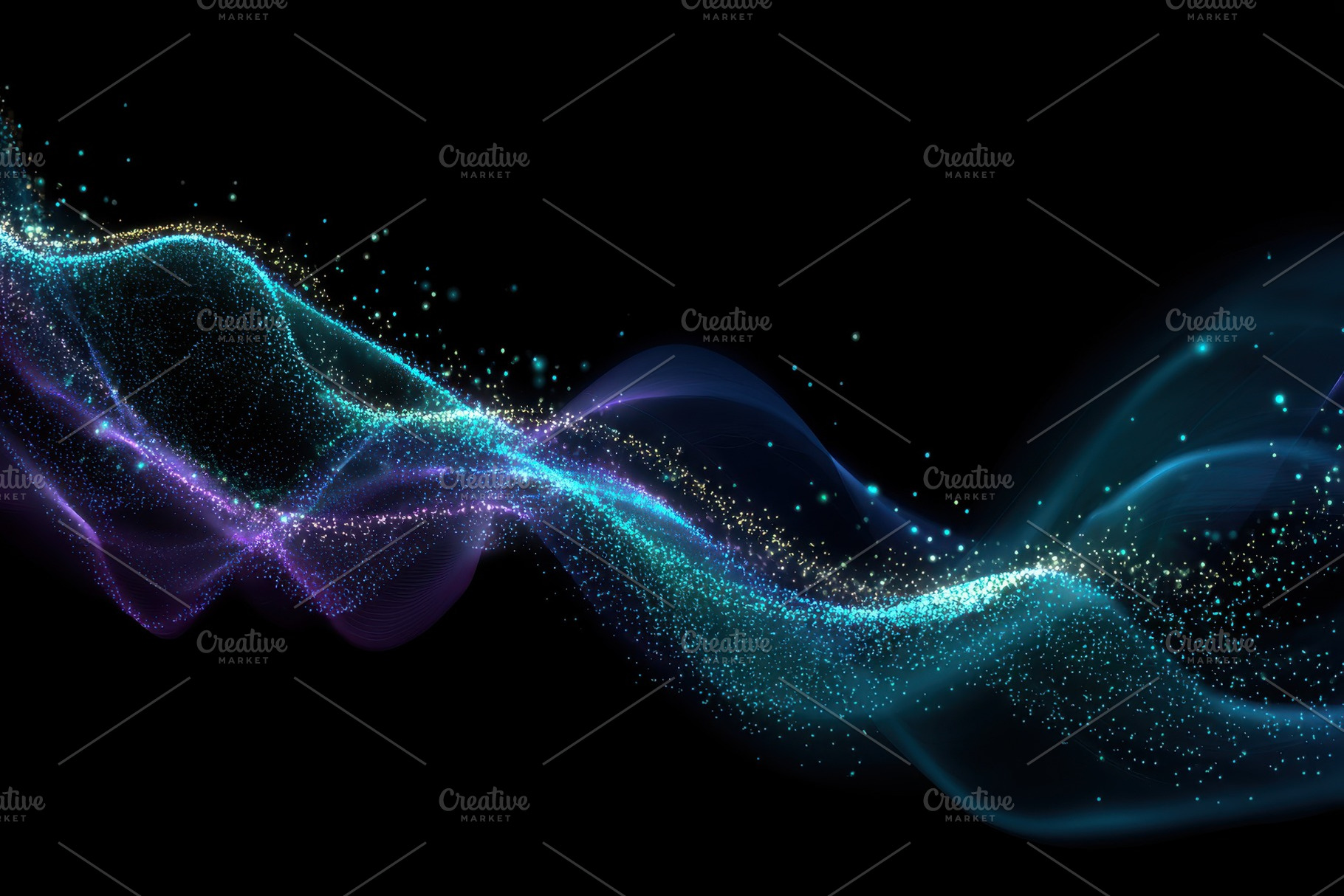 Abstract Blue Purple Glittering Wave, an Arts & Entertainment Photo by Pixeness Studio
