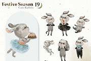 Festive Season. Cute Cats & Rabbits, an Animal Illustration by Cat In Colour (Thumbnail 4 of 16)