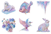 Watercolor Arctic Animals Clipart, a Seasonal Illustration by CreationArt (Thumbnail 4 of 5)