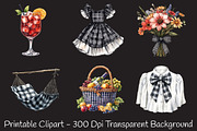 Luxury Black Gingham Summer Clipart, an Illustration by RobertsArt (Thumbnail 6 of 7)