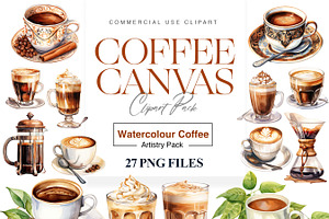 Watercolor Coffee Clipart, Espresso