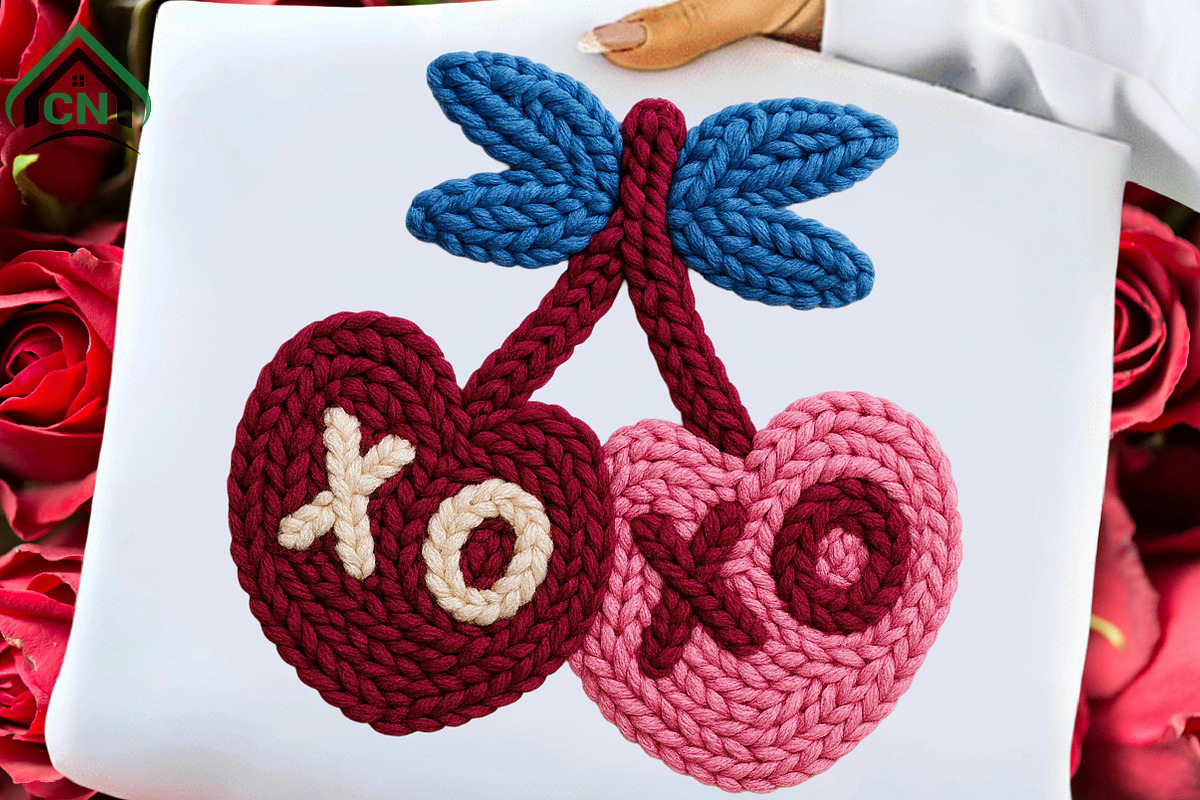 Valentine Knitted XOXO Heart Cherrie, an Illustration by Craft Nest (Photo 1 of 7)