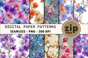 Pastel Floral Trees Digital Papers, a Texture Graphic by CitraGraphics (Thumbnail 1 of 6)
