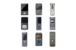 dictaphone set cartoon vector, an Object Illustration by pikepicture