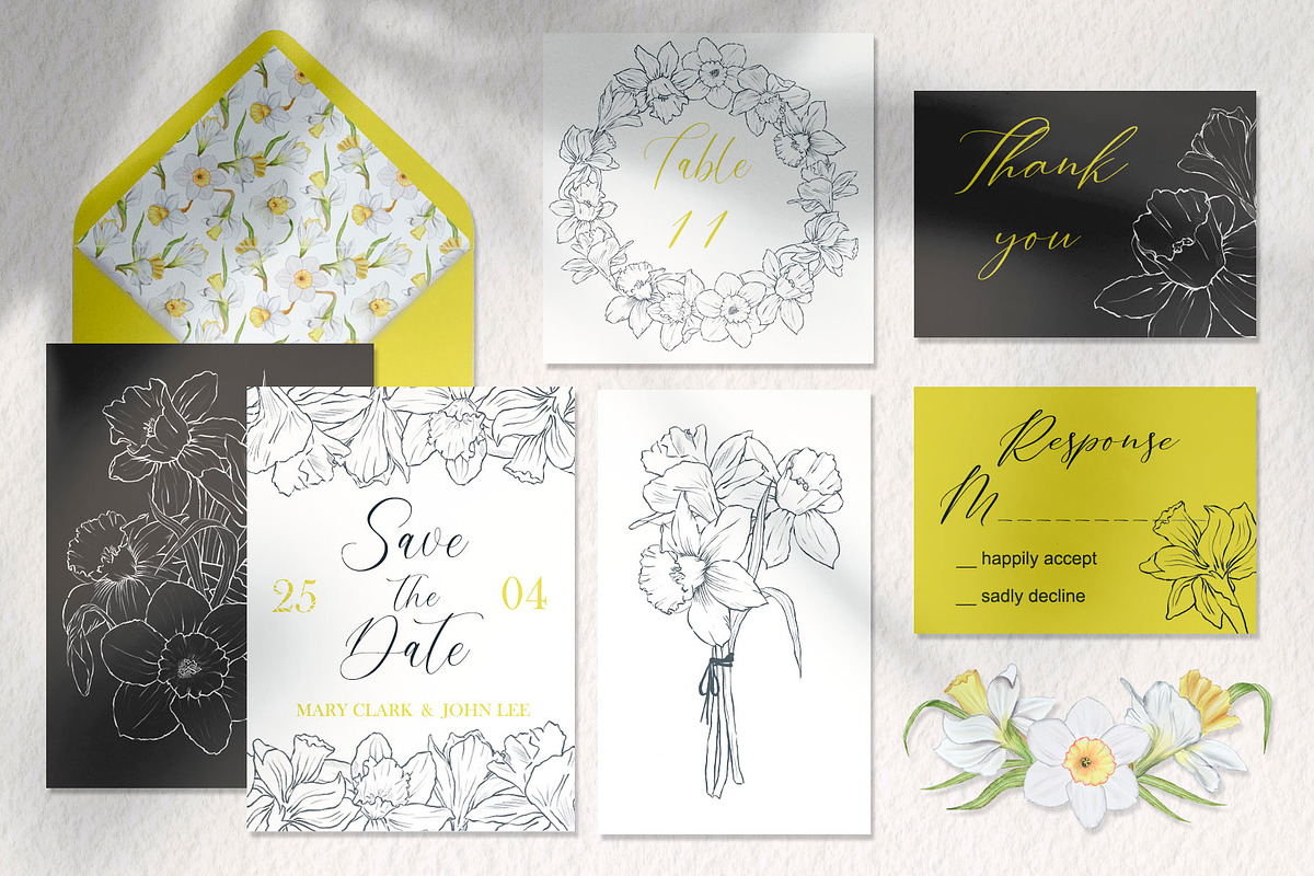 Watercolor and sketch daffodils, a Decorative Illustration by TatiArti (Photo 3 of 13)