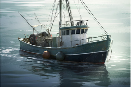 Sea fishing boat. Generate Ai, a Transportation Photo by Ylivdesign