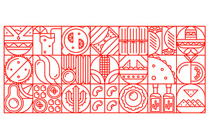 Mexican cuisine geometric pattern, a Food Illustration by Buch&Bee