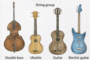 Musical Instruments Watercolor Set, an Education Illustration by KathrineWatercolor (Thumbnail 4 of 9)