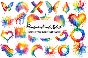 Rainbow Paint Splash Clipart, an Illustration by Daily.Designs